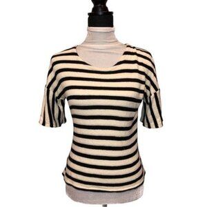 Madewell Scoop Bell Sleeve Short Sleeve Top XS Womens Striped Cream Black